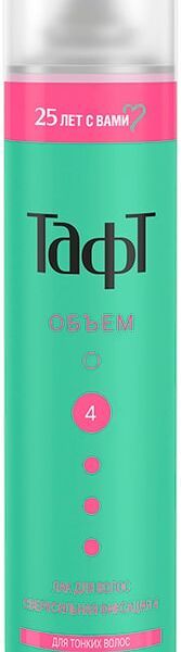 Лак для укладки волос Тафт Объем для тонких волос сверхсильная фиксация 4 350мл