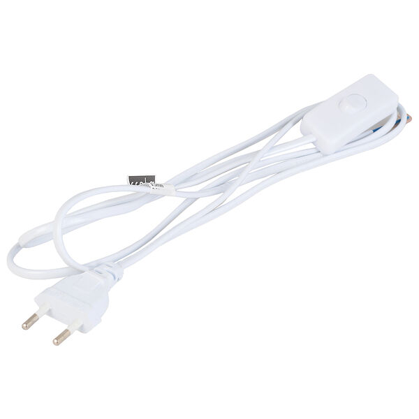 Шнур Ecola base с выключателем и плоской вилкой, 2 м, 0.5 мм, 2.5 А, 230 В, белый