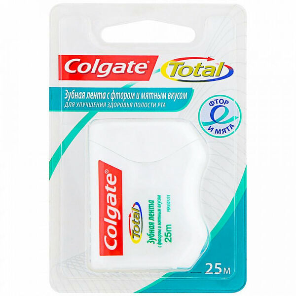 Зубная лента Colgate Total с фтором и мятным вкусом 25м