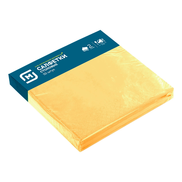 Салфетки бумажные Магнит пастельных цветов 2-х слойные 24х24 см цвет в ассортименте