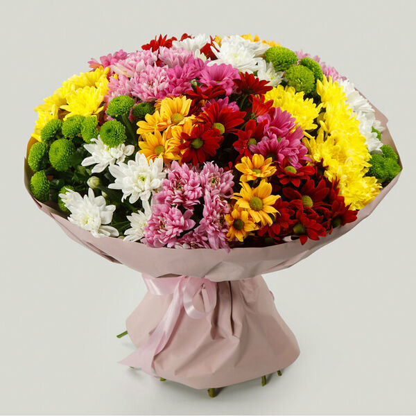 Букет из 21 кустовой хризантемы микс