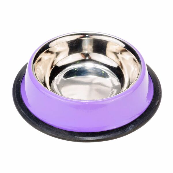 Миска для собак цветной металл, резиновое основание 240мл