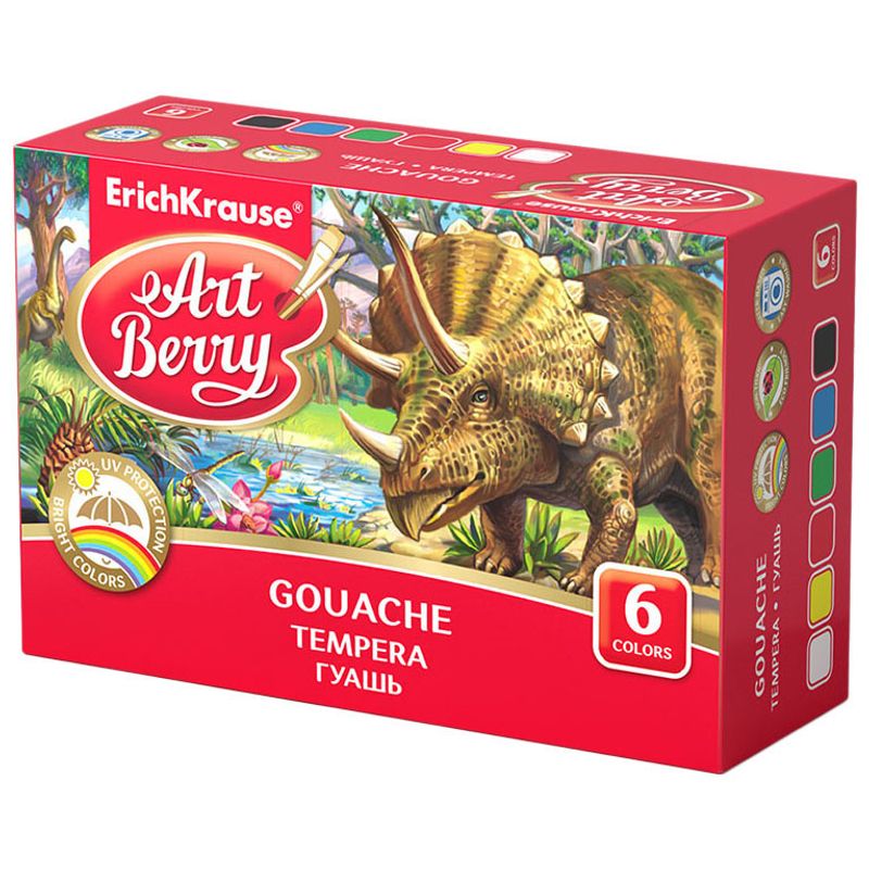 

Гуашь ArtBerry с уф-защитой яркости 6 цветов арт. 41744