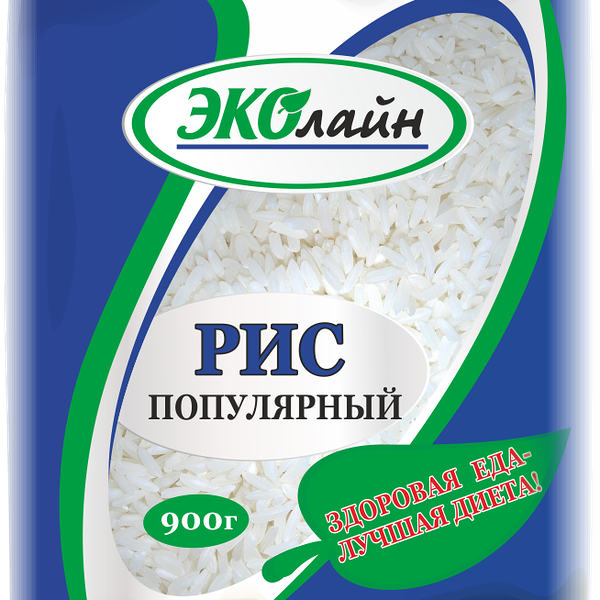 Крупа рис ЭКОЛАЙН Популярный длиннозерный 900г