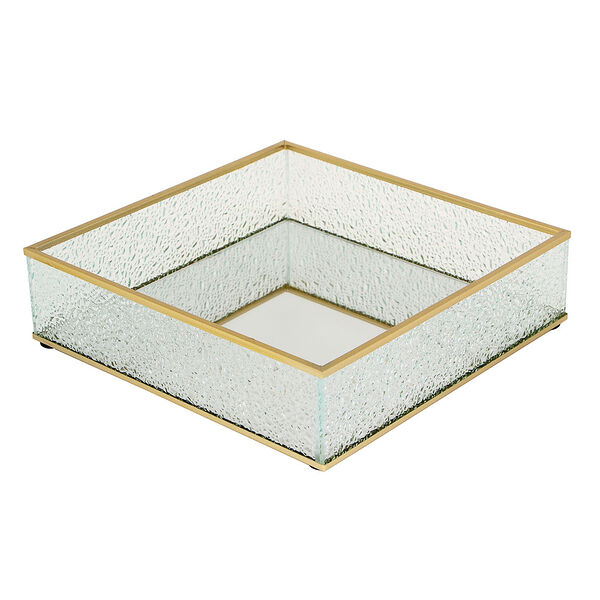 Подставка для ювелирных изделий с эффектом битого стекла и с зеркальным дном 20х20х5,5см, стекло