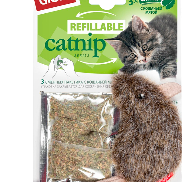 Игрушка для кошек Gigwi мышка с кошачьей мятой 10 см