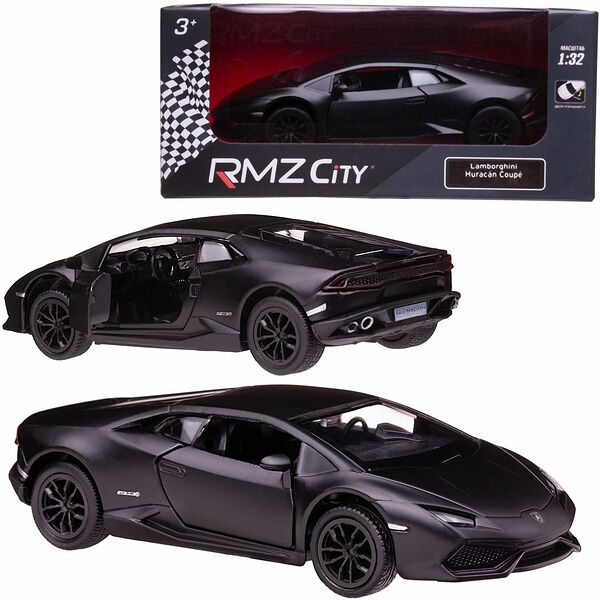 Машинка металлическая Uni-Fortune RMZ City 1:32 Lamborghini Huracán LP610-4 инерционная, цвет матовый черный