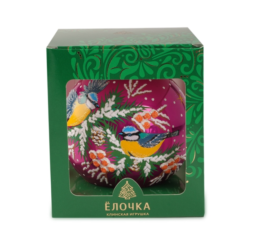 

Игрушка для елки Елочка «Коллекция Традиции» Шар Птички 11.5см, стекло, Россия