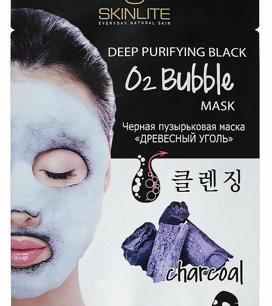 Skinlite  Маска для лица Черная пузырьковая Древесный уголь 1 шт