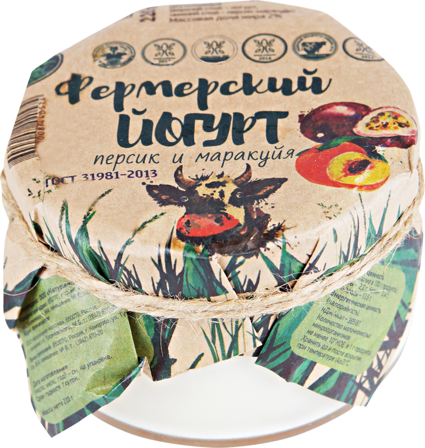 

Йогурт ФЕРМЕРСКИЙ Домашний Персик, маракуйя 2% ГОСТ, без змж 220 г