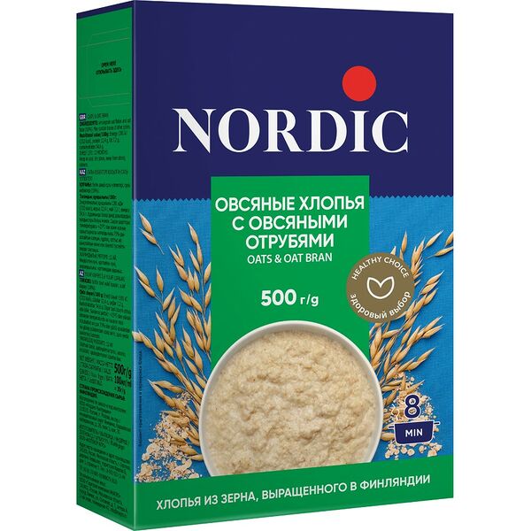 Хлопья овсяные Nordic с овсяными отрубями 500г