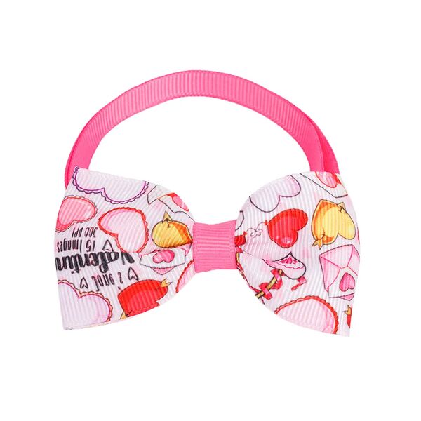 Галстук-бант для кошек и собак розовый сердечки, 20-35 см