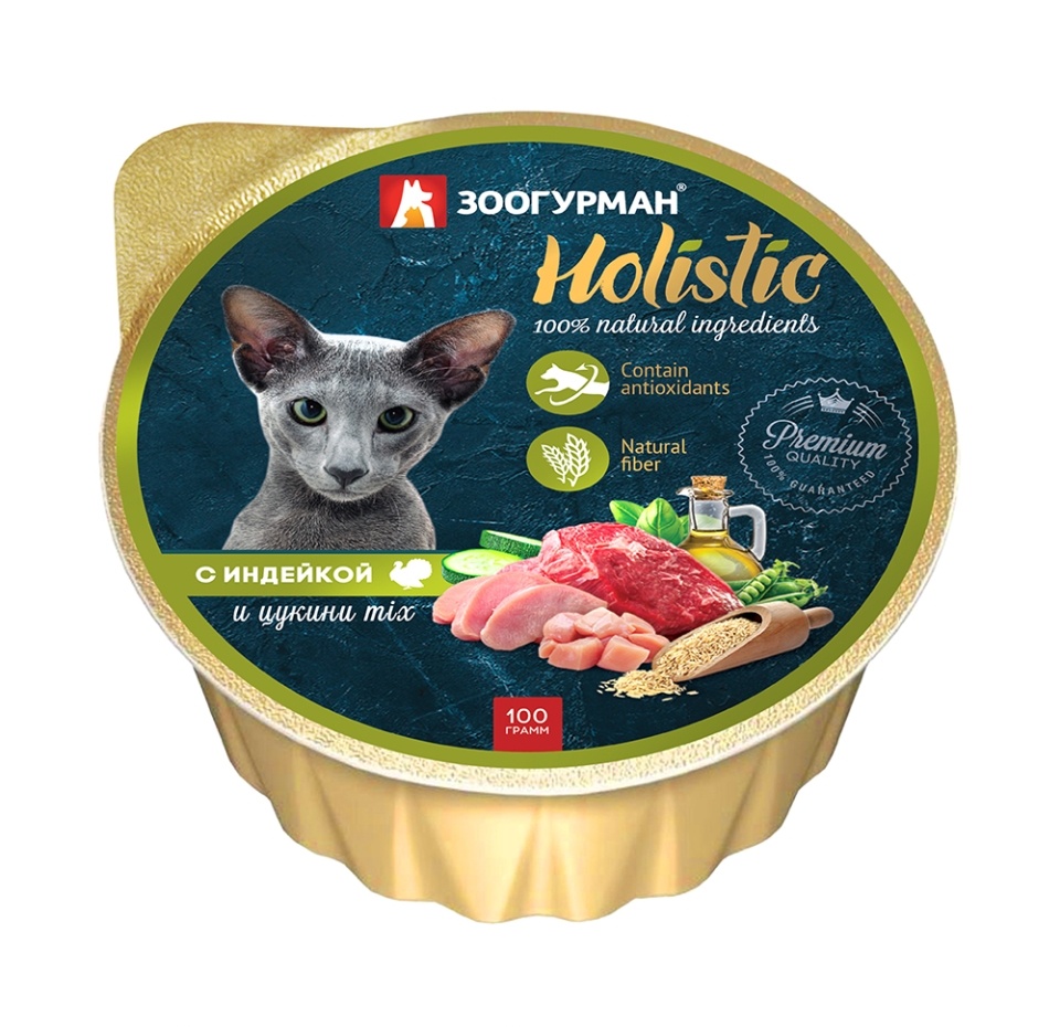 

Консервы Зоогурман Holistic для кошек Индейка и цукини, 100 г