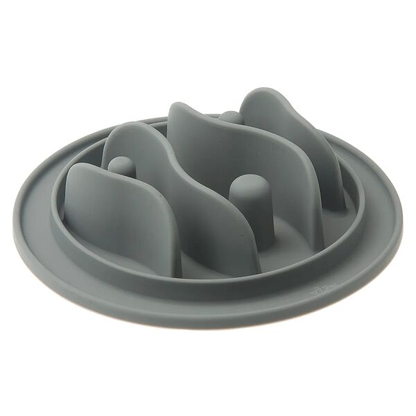 Миска силиконовая рельефная (рыбки) игровая для медленного поеданиякорма серая 15 см