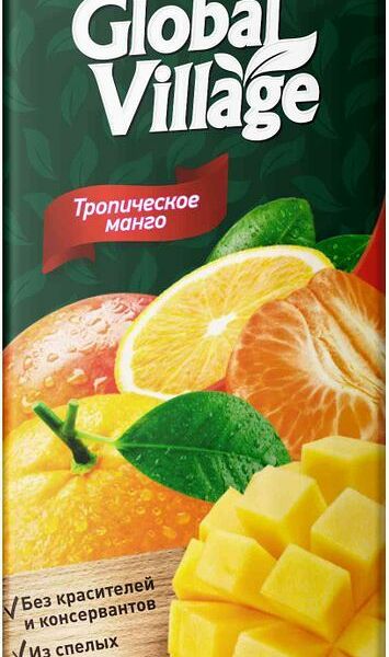 Напиток сокосодержащий Global Village Тропическое манго из апельсинов манго и мандаринов негазированный 950мл