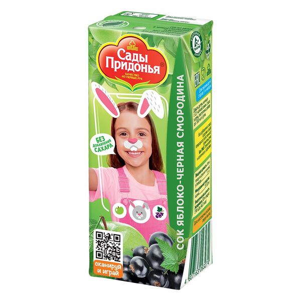 Сок детский Сады придонья яблоко-черная смородина, с 5 месяцев 200 мл