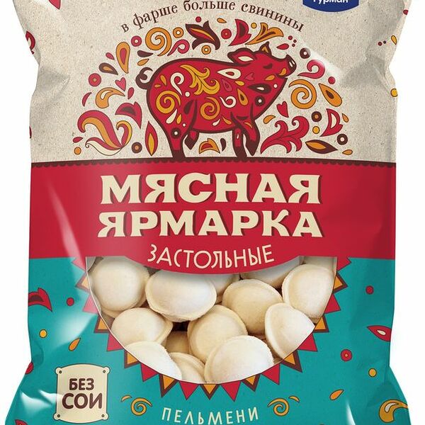 Пельмени Мясная ярмарка Застольные со свиной корейкой и говядиной 800 г