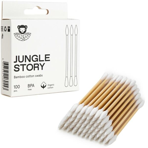 Палочки ватные Jungle Story с Белым ультрамягким хлопком 100шт