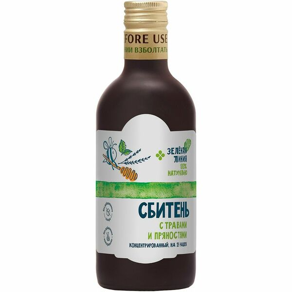 Сбитень Столбушино медовый с травами и пряностями Зелёная Линия, 250мл