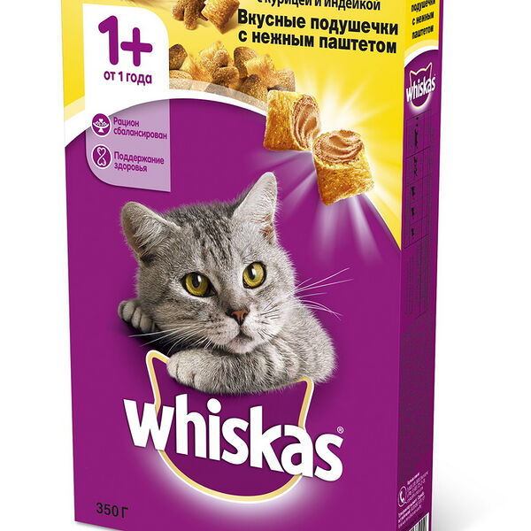 Вискас Корм 350г подуш. паштет курица, индейка