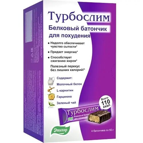 Батончик Турбослим 4 шт 50 г белковый