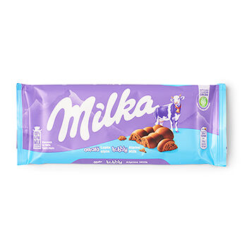 Шоколад молочный MILKA с начинкой из пористого молочного шоколада