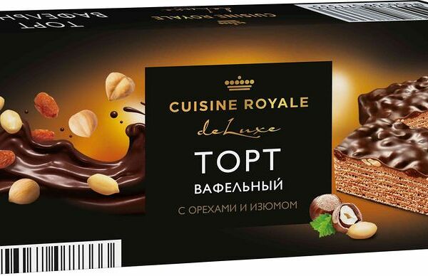 Торт Cuisine Royale вафельный с орехами и изюмом 270г