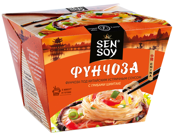 Фунчоза Sen Soy под китайским устричным соусом с грибами шиитаке 125 г