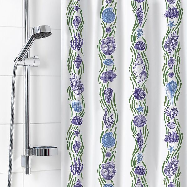 Занавеска для ванной комнаты Ракушки, 180х180 см, полиэтилен