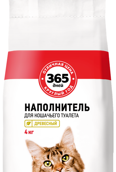 Наполнитель древесный для кошачьего туалета 365 ДНЕЙ, 6.5 л