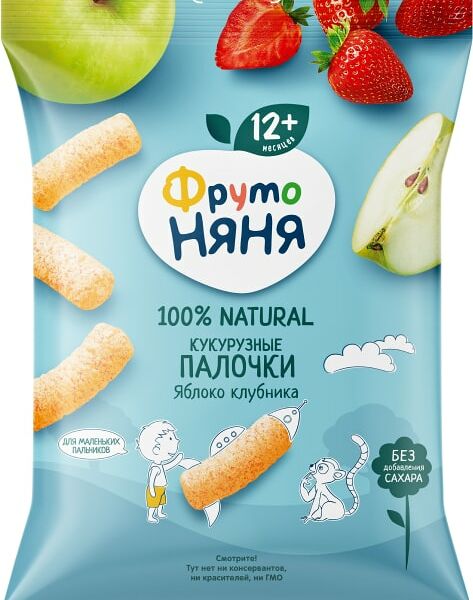 Палочки кукурузные ФрутоНяня Яблоко клубника 20г