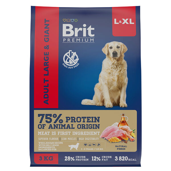 Brit Premium Dog Adult Large and Giant для взрослых собак крупных и гигантских пород Курица