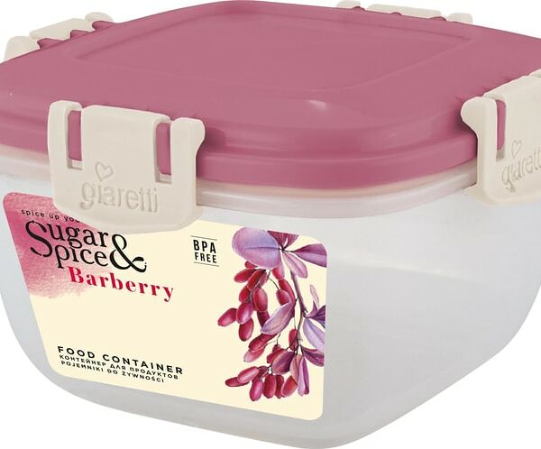 Контейнер для продуктов Sugar&Spice Barberry герметичный квадратный брусника 1л