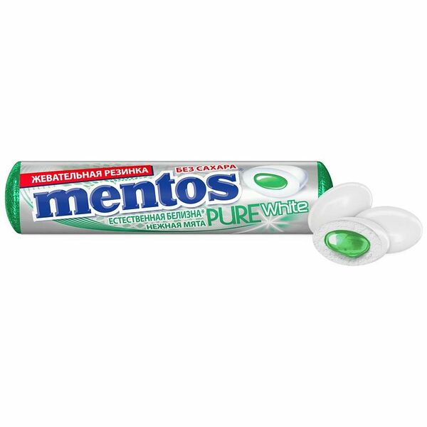 Жевательная резинка Mentos Pure White Нежная мята, 15.5г