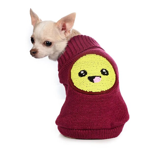 Свитер для собак с пайетками 45см 2XL бордовый (унисекс)