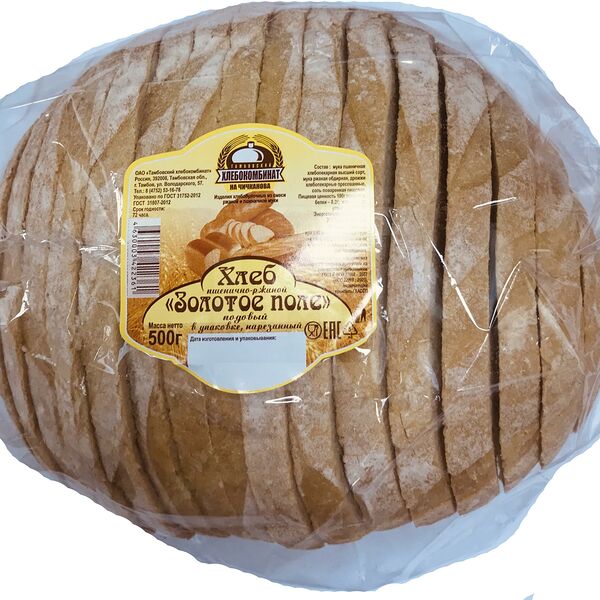 Хлеб Тамбовский хлебокомбинат на Чичканова Золотое поле пшеничный подовый нарезка