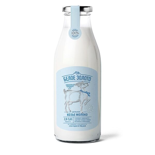 Молоко цельное Белое Золото козье пастеризованное 2.8-5.6% 500 мл
