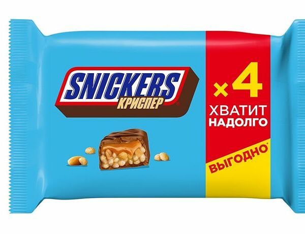Батончик шоколадный Snickers Криспер Мультипак 160г