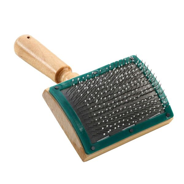 Щётка-пуходерка для животных ПИЖОН деревянная с каплями и рамкой, основание 70х50мм