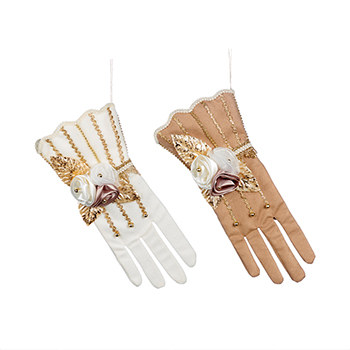 

Декор для елки Goodwill Перчатка с цветочным узором цвет кремовый, золотой в ассортименте 25.5см, Бельгия