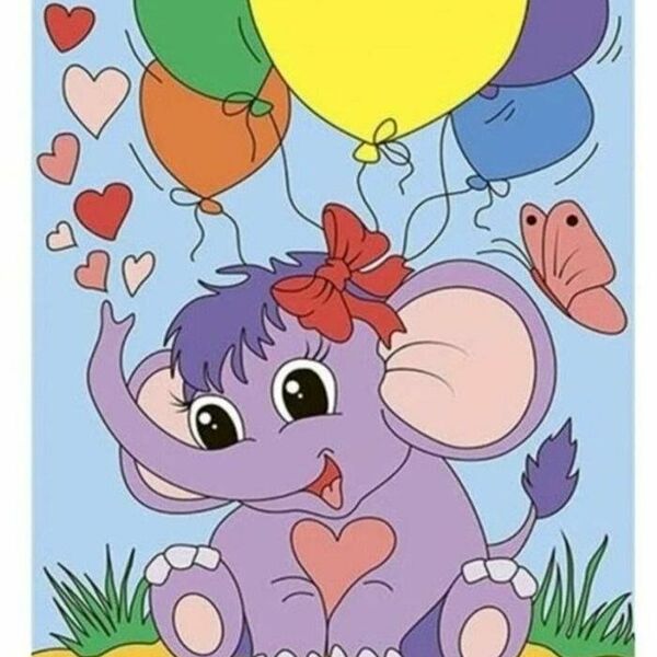 Картина по номерам для малышей Забавный слоненок, Ркн-038