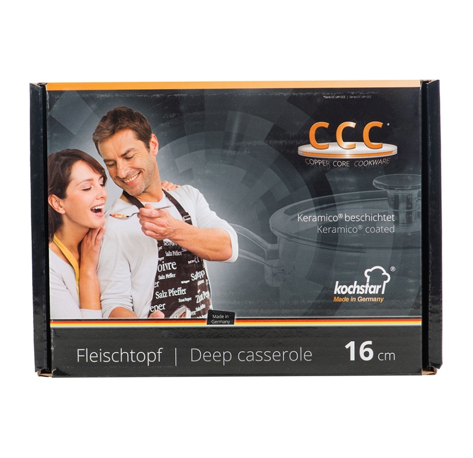 

Кастрюля с крышкой Kochstar Copper Core Cookware диаметр 16 см, 1,9 л эмаль, цвет бордо