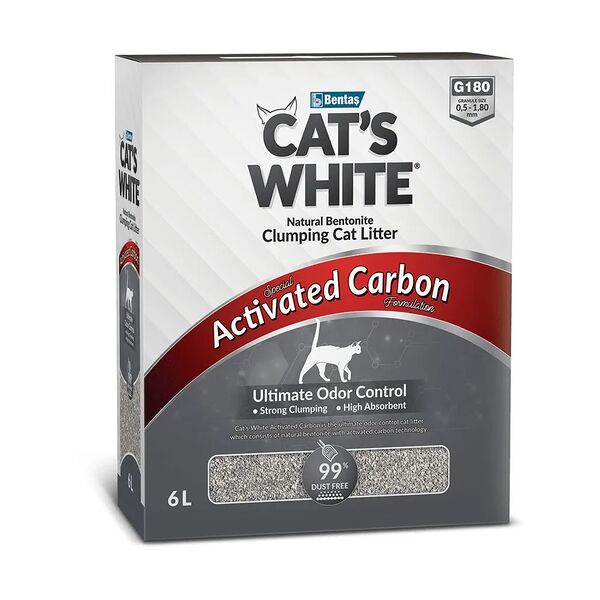 Наполнитель Cat's White BOX Activated Carbon комкующийся с активированным углем для кошачьего туалета (6л)