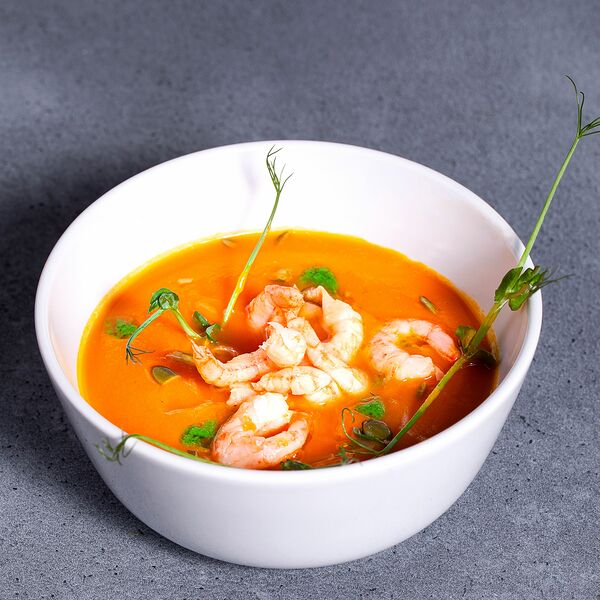 Суп тыква с креветкой