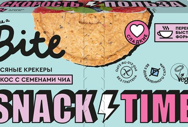 Крекеры овсяные Take a Bite Кокос с семенами чиа сладкие 125г