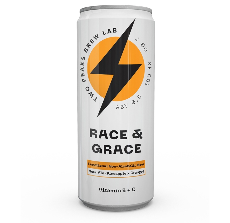 

Пиво безалкогольное светлое Two Peaks brew lab Race&Grace нефильтрованное, непастеризованное, функциональное 0.33 л