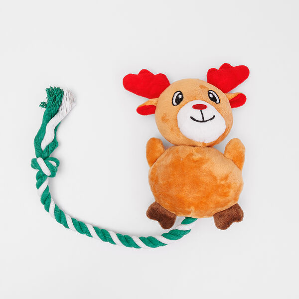 Игрушка для собак Олень на веревке, 17 см