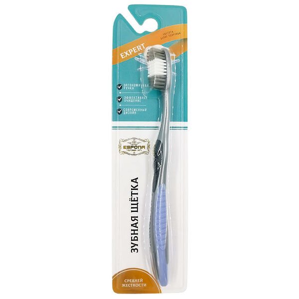 Зубная щетка Европа черная средняя rs7-6509
