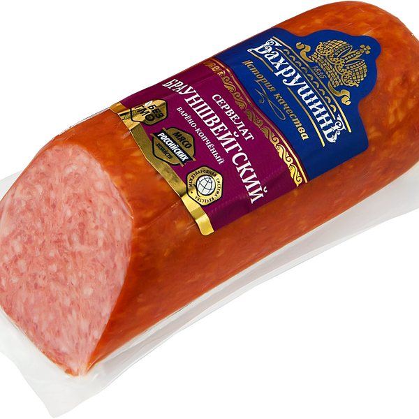 Колбаса БАХРУШИНЪ сервелат Брауншвейгский в/к в/у вес до 1.0 кг