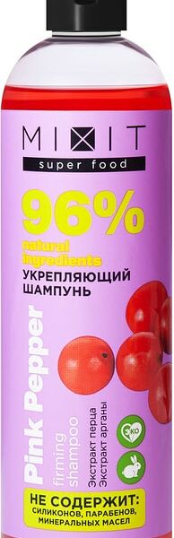Шампунь MiXiT Super food Укрепляющий розовый перец и аргана 400мл